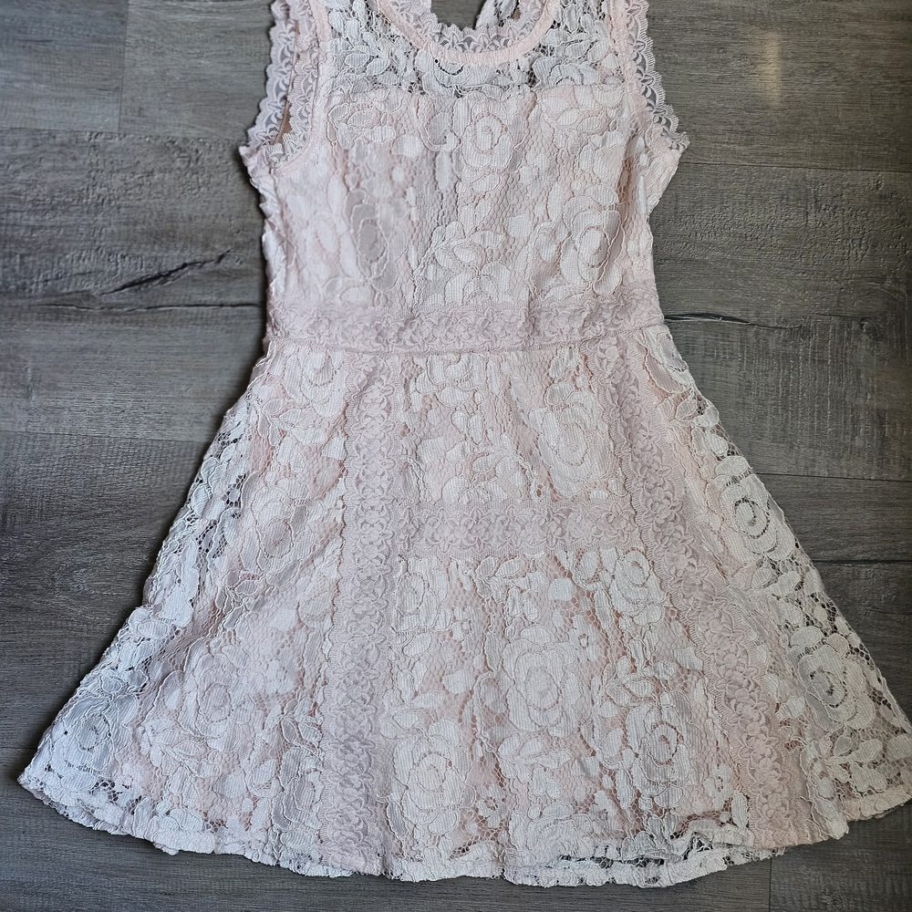 Beautees Blush Lace Formal Dress